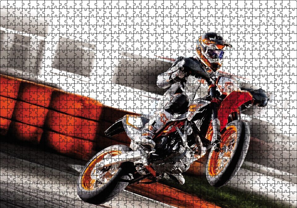 Kros Motor Yarışı Puzzle Yapboz MDF Ahşap 1000 Parça 49 cm X 68 cm