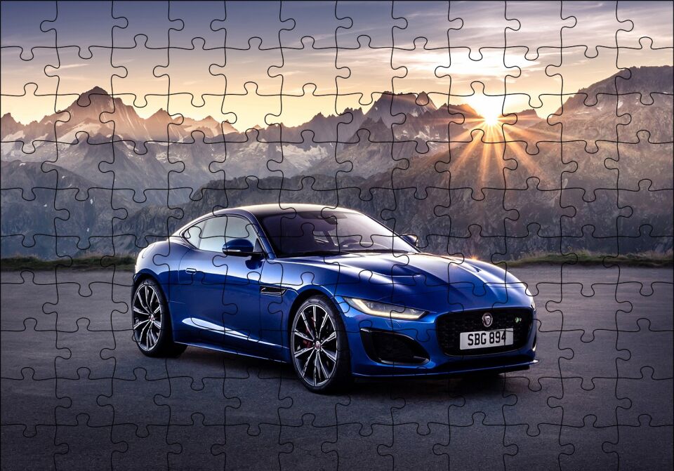 Jaguar F Type R Coupe Puzzle Yapboz MDF Ahşap 120 Parça 24 cm X 34 cm