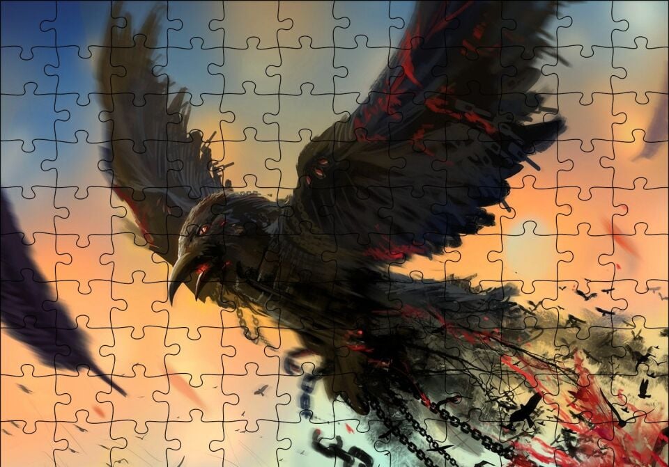 Zincirlerinden Kurtulan Karga Puzzle Yapboz MDF Ahşap