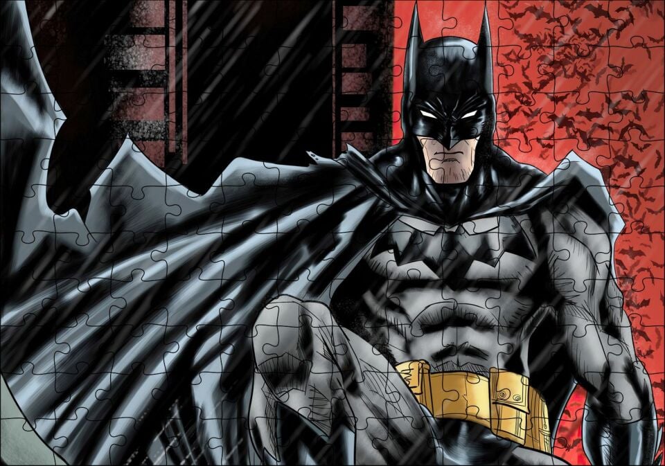Batman Dijital İllüstrasyon Puzzle Yapboz MDF Ahşap