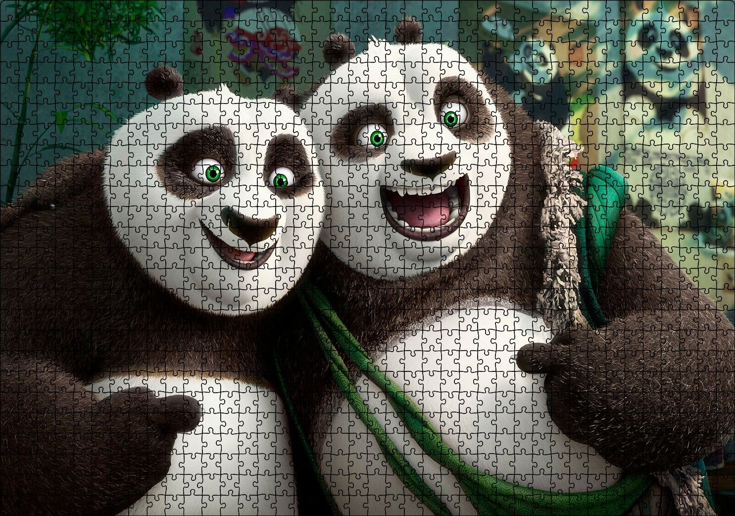 Neşeli Kung Fu Panda 3 Puzzle Yapboz MDF Ahşap 1000 Parça 49 cm X 68 cm