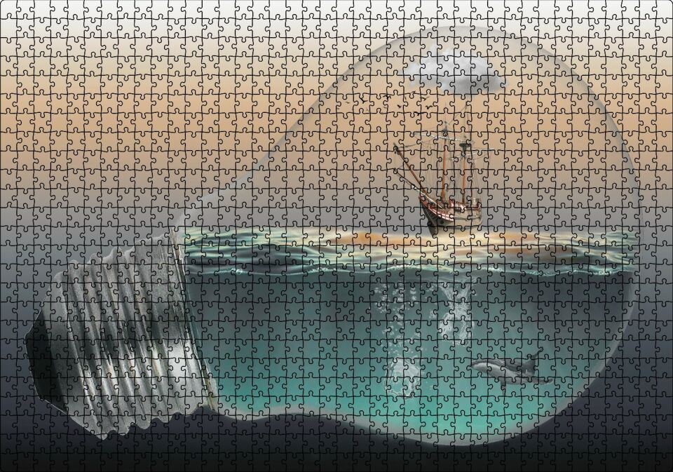 Amerika'yı Hatalı Gösteren En Eski Dünya Haritası Puzzle Yapboz MDF Ahşap 1000 Parça 49 cm X 68 cm