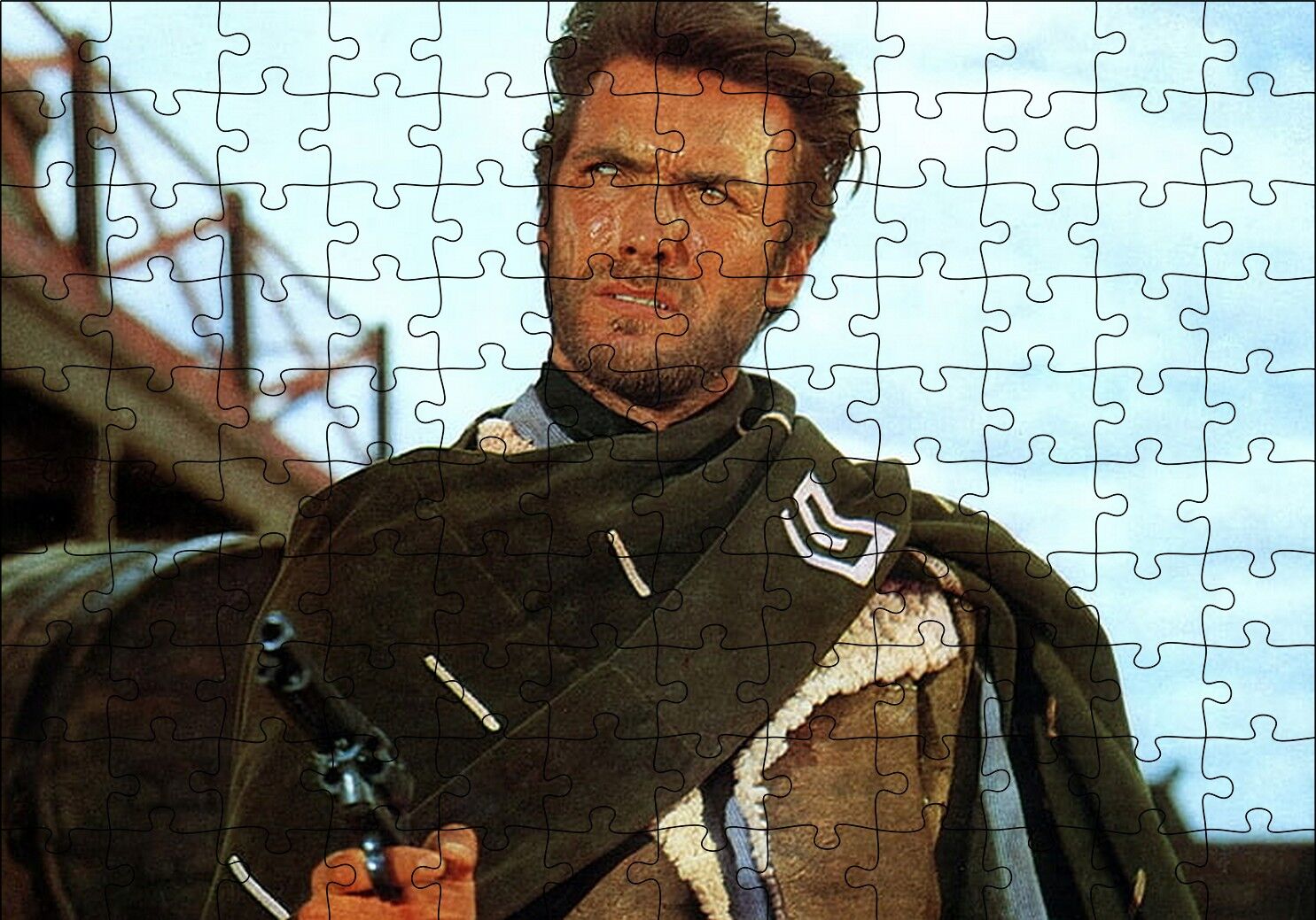 Bir Avuç Dolar İçin Clint Eastwood Puzzle Yapboz MDF Ahşap 120 Parça 24 cm X 34 cm