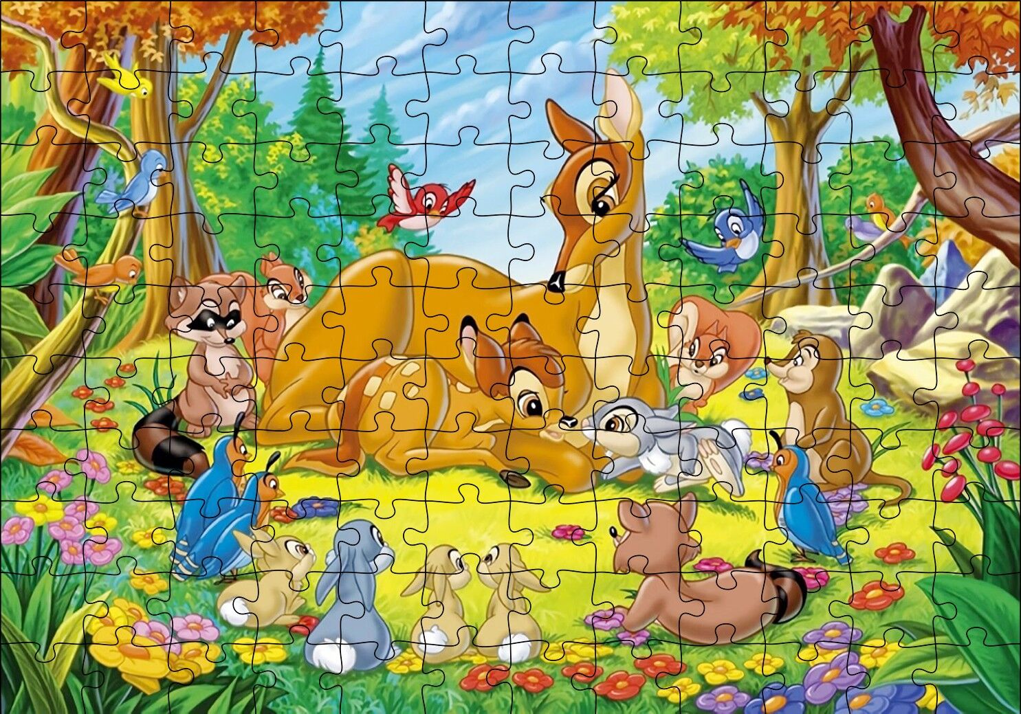 Bambi Annesi ve Arkadaşları Puzzle Yapboz MDF Ahşap 120 Parça 24 cm X 34 cm