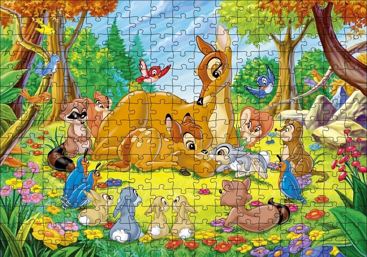 Bambi Annesi ve Arkadaşları Puzzle Yapboz MDF Ahşap 255 Parça 34 cm X 49 cm