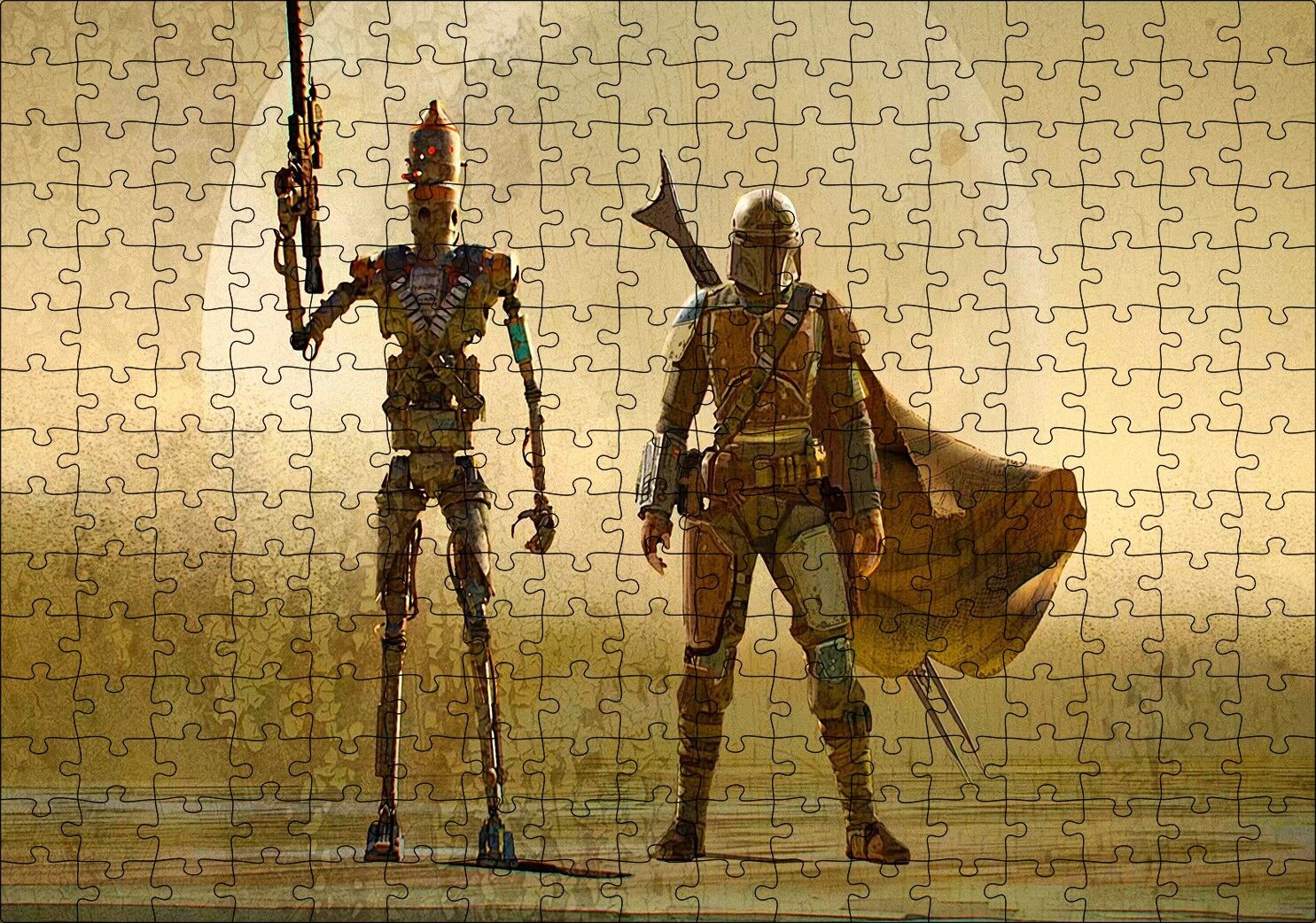 Mandalorian IG-11 Star Wars Karakterleri Puzzle Yapboz MDF Ahşap 255 Parça 34 cm X 49 cm