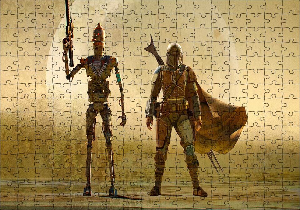 Mandalorian IG-11 Star Wars Karakterleri Puzzle Yapboz MDF Ahşap 255 Parça 34 cm X 49 cm