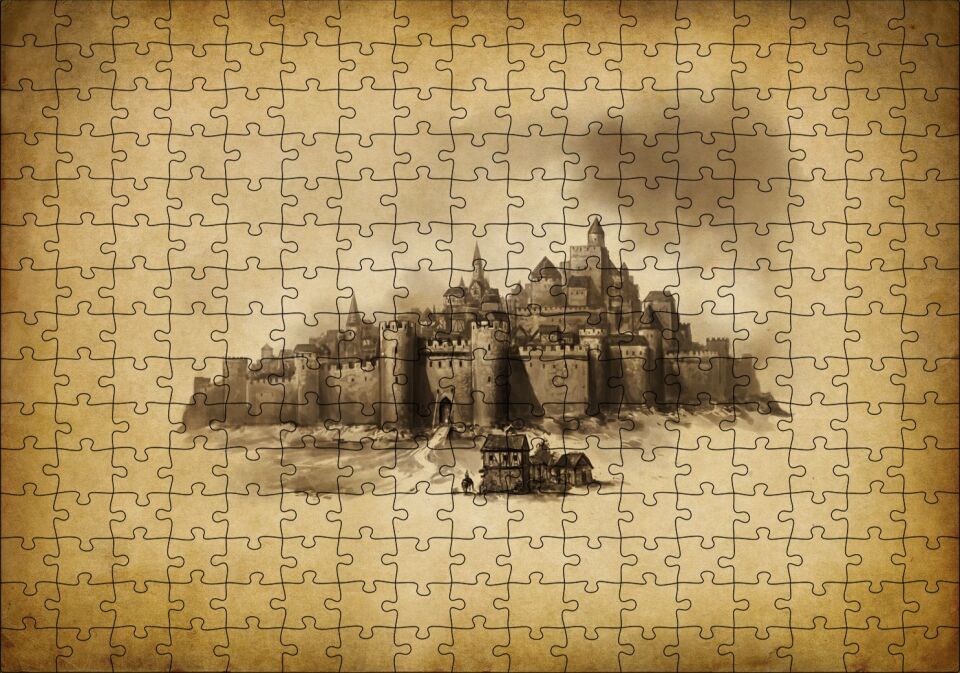 Kara Kalem Sanat Çalışması Görseli Puzzle Yapboz MDF Ahşap 255 Parça 34 cm X 49 cm