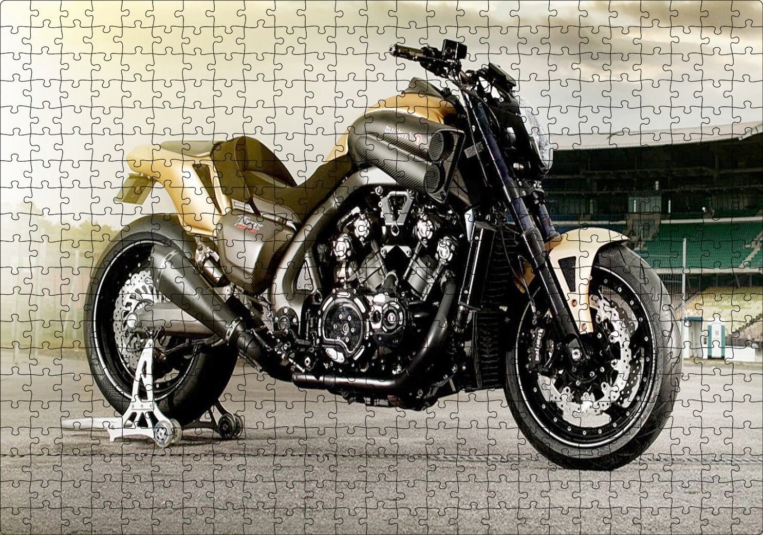 Özel Max Yamaha Siyah Sarı Görsel Puzzle Yapboz MDF Ahşap 500 Parça 49 cm X 68 cm