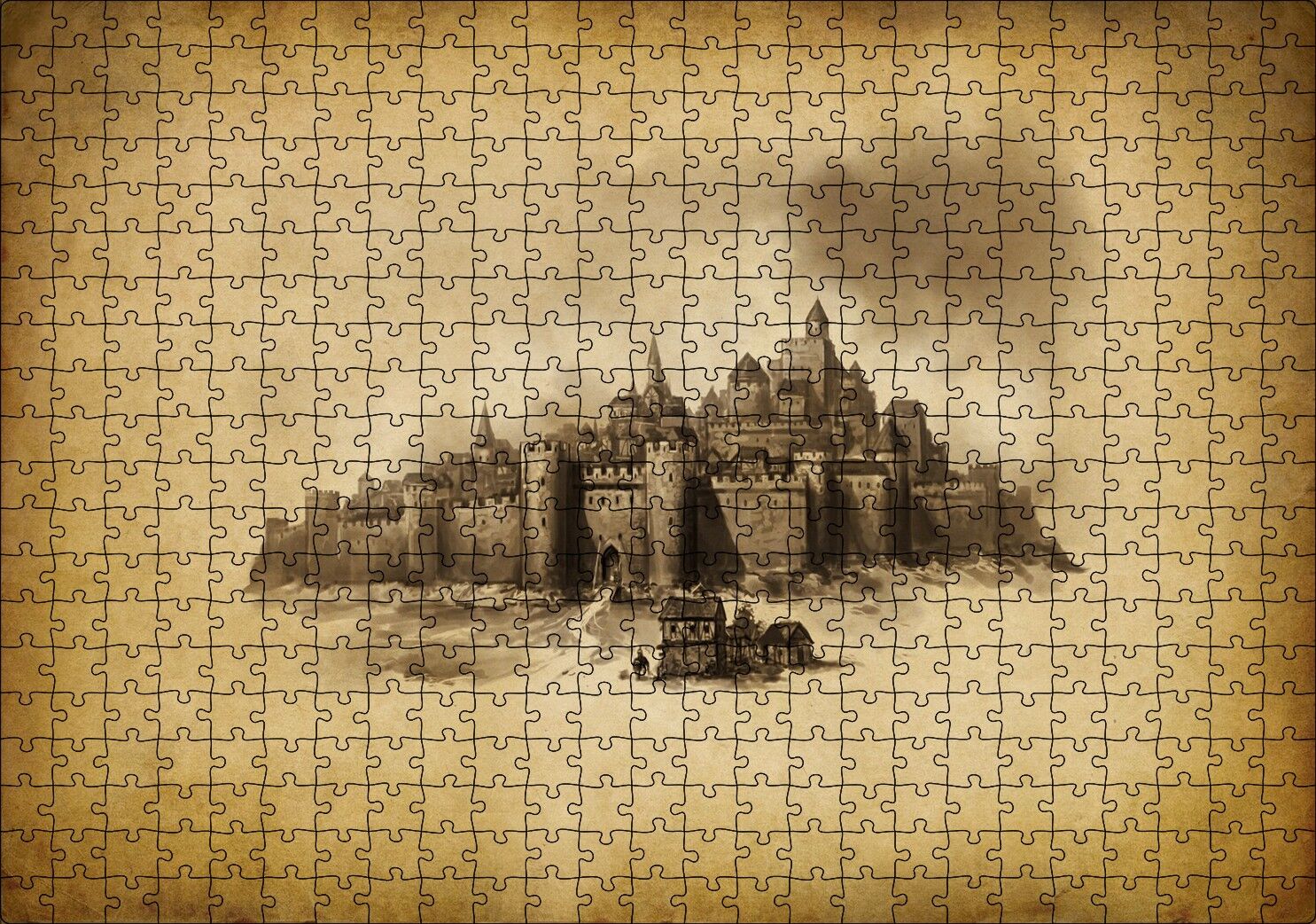 Kara Kalem Sanat Çalışması Görseli Puzzle Yapboz MDF Ahşap 500 Parça 49 cm X 68 cm