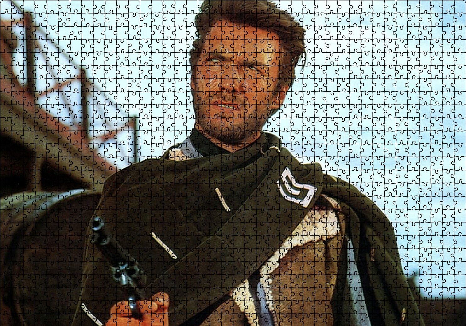 Bir Avuç Dolar İçin Clint Eastwood Puzzle Yapboz MDF Ahşap 1000 Parça 49 cm X 68 cm