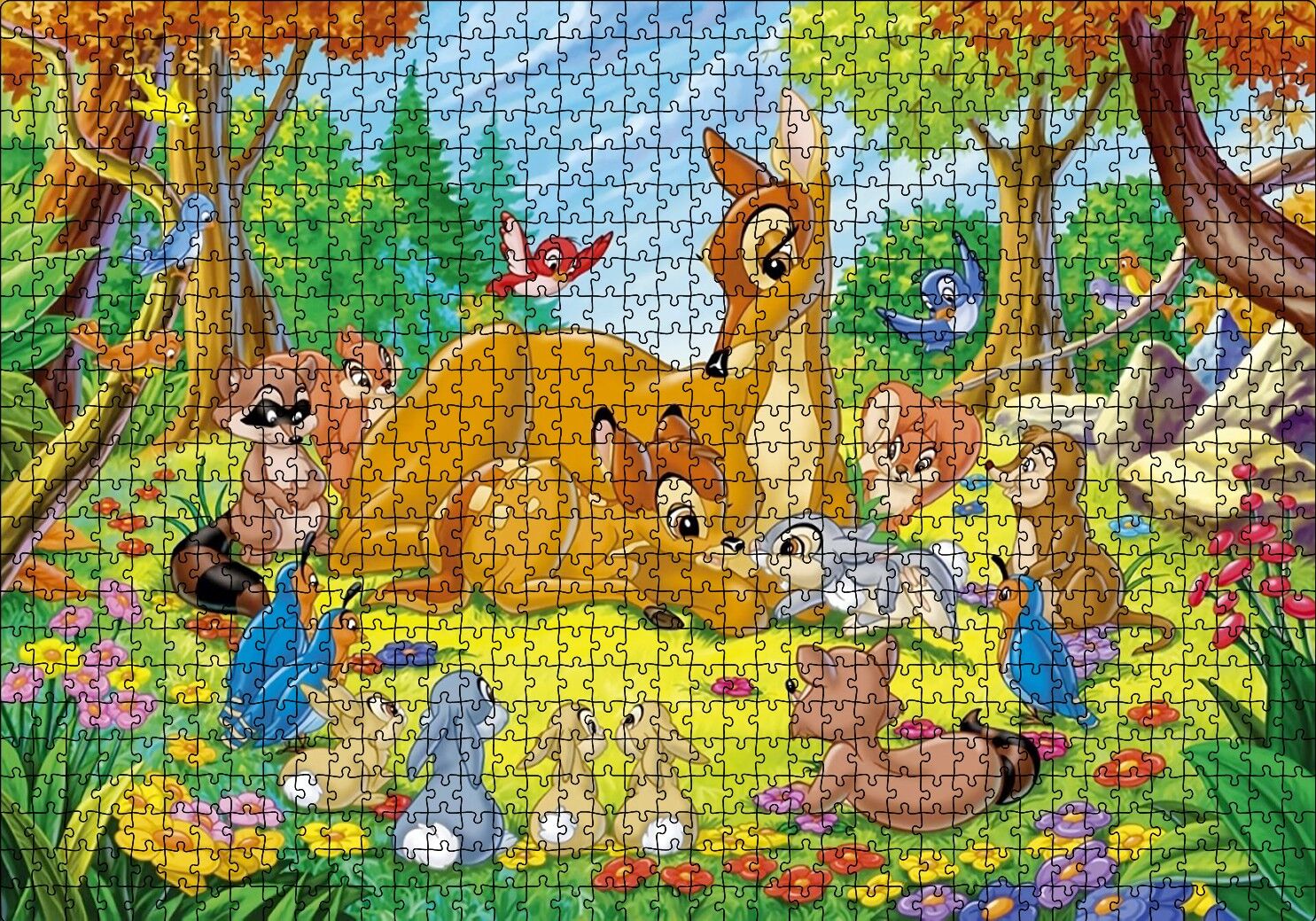 Bambi Annesi ve Arkadaşları Puzzle Yapboz MDF Ahşap 1000 Parça 49 cm X 68 cm