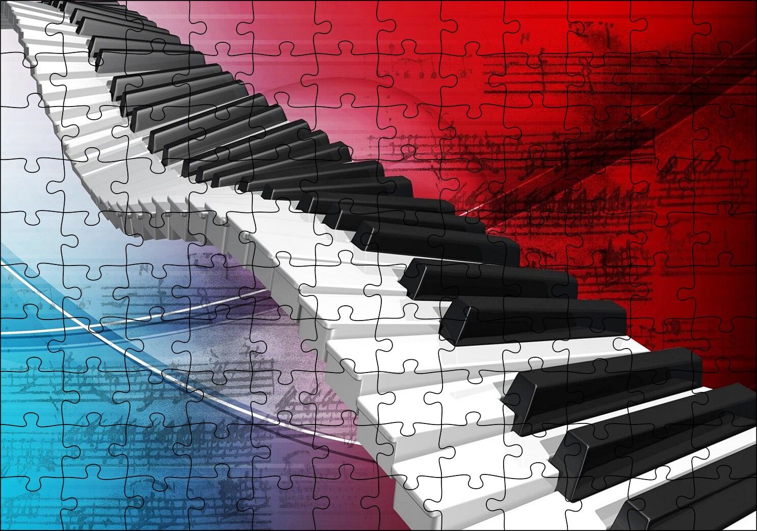 Piyano Tuşları ve Notalar Puzzle Yapboz MDF Ahşap