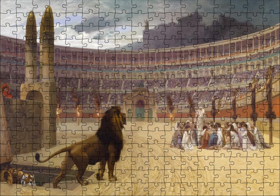 Martryrs'in Son Duası Tablo Arena Aslan Puzzle Yapboz MDF Ahşap 255 Parça 34 cm X 49 cm