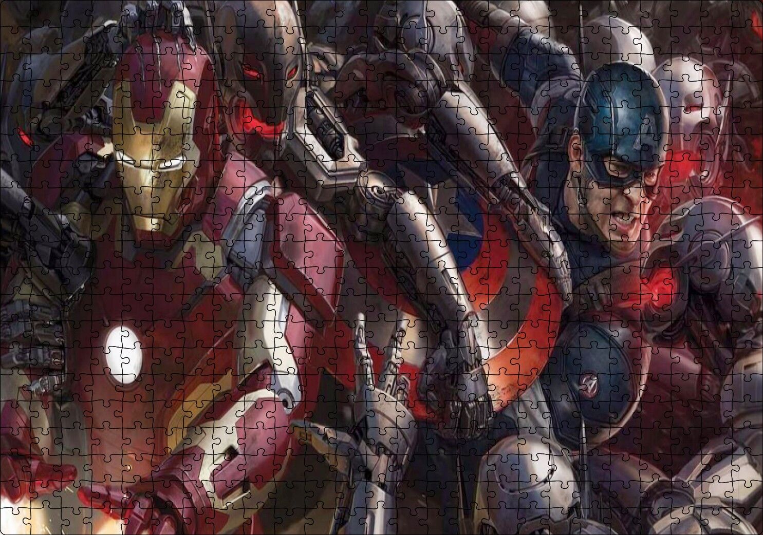 Yenilmezler Iron Man ve Kaptan Amerika Puzzle Yapboz MDF Ahşap 500 Parça 49 cm X 68 cm