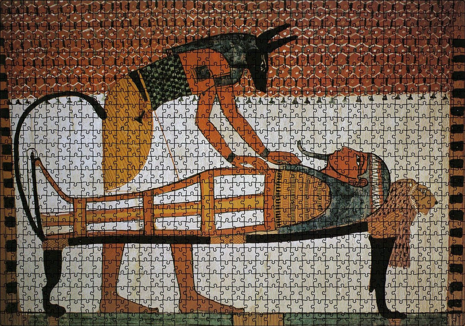 Antik Mısırda Mumya Töreni Puzzle Yapboz MDF Ahşap 1000 Parça 49 cm X 68 cm