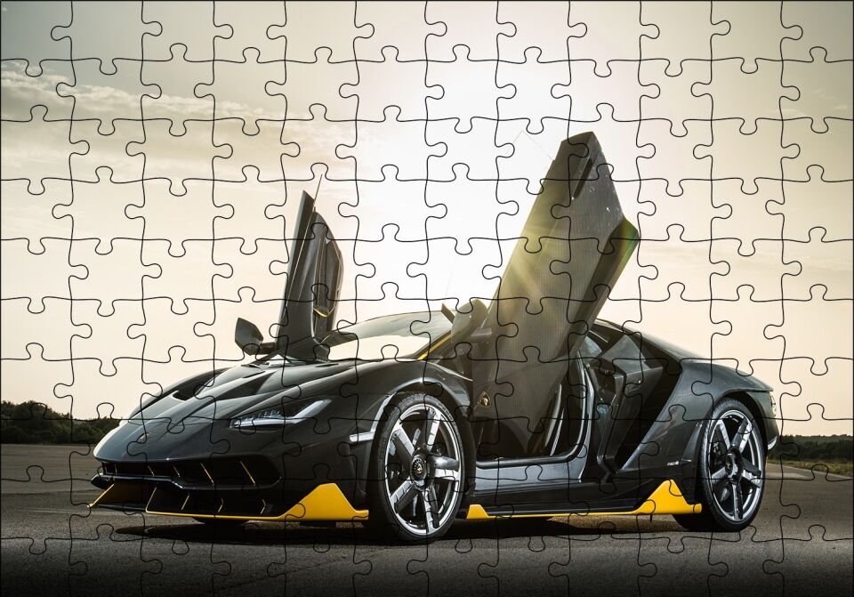 Lamborghini Centenario Kapılar Açık Puzzle Yapboz MDF Ahşap 120 Parça 24 cm X 34 cm