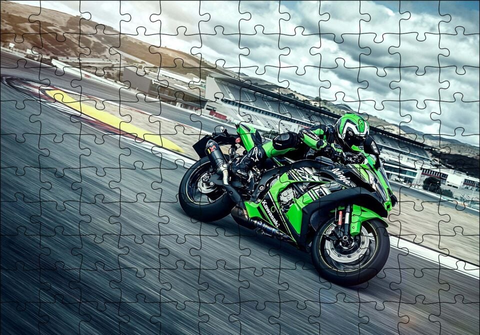 Kawasaki Ninja ZX 10 R KRT Edition Puzzle Yapboz MDF Ahşap 120 Parça 24 cm X 34 cm