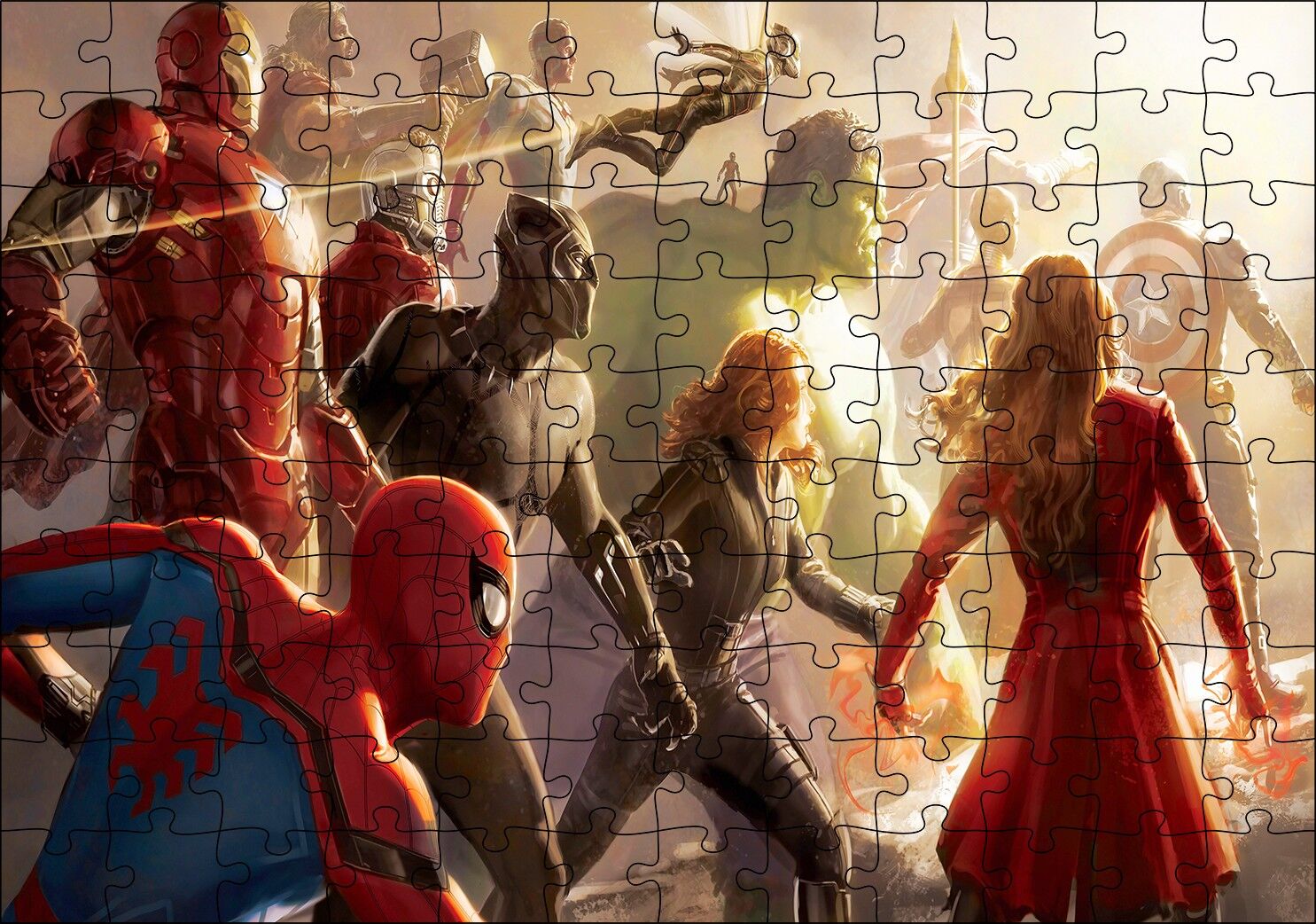 Marvel Sinematik Evreni Tüm Kahramanlar Puzzle Yapboz MDF Ahşap 120 Parça 24 cm X 34 cm
