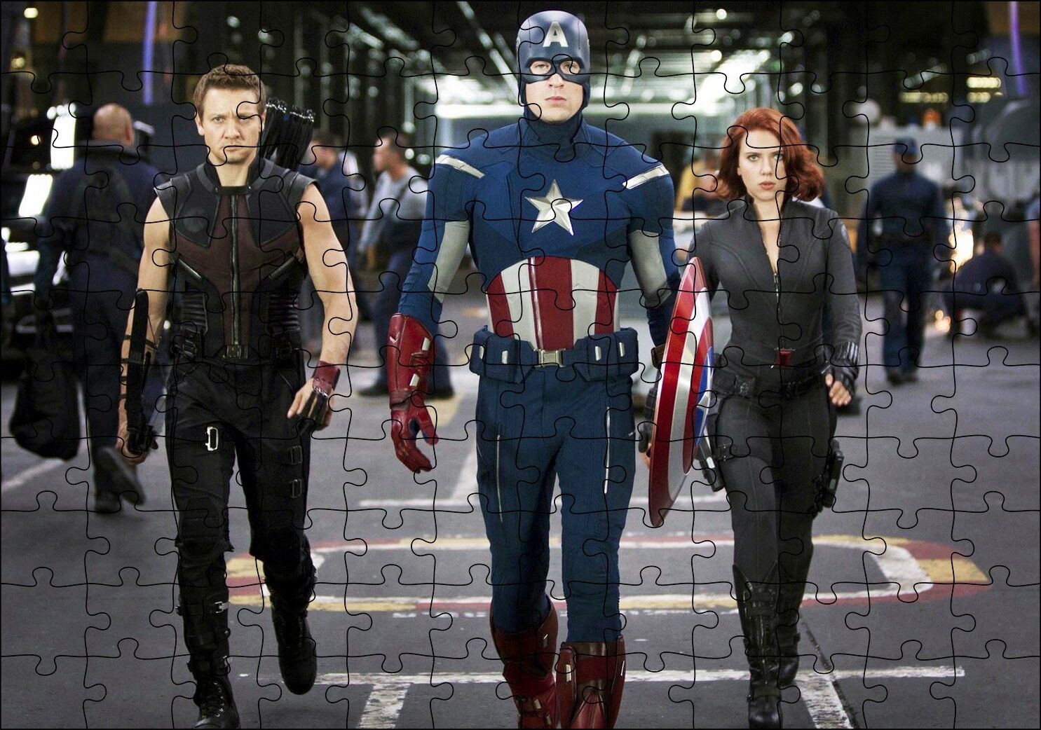Yenilmezler Kaptan Amerika Kara Dul ve Hawkeye Puzzle Yapboz MDF Ahşap 120 Parça 24 cm X 34 cm