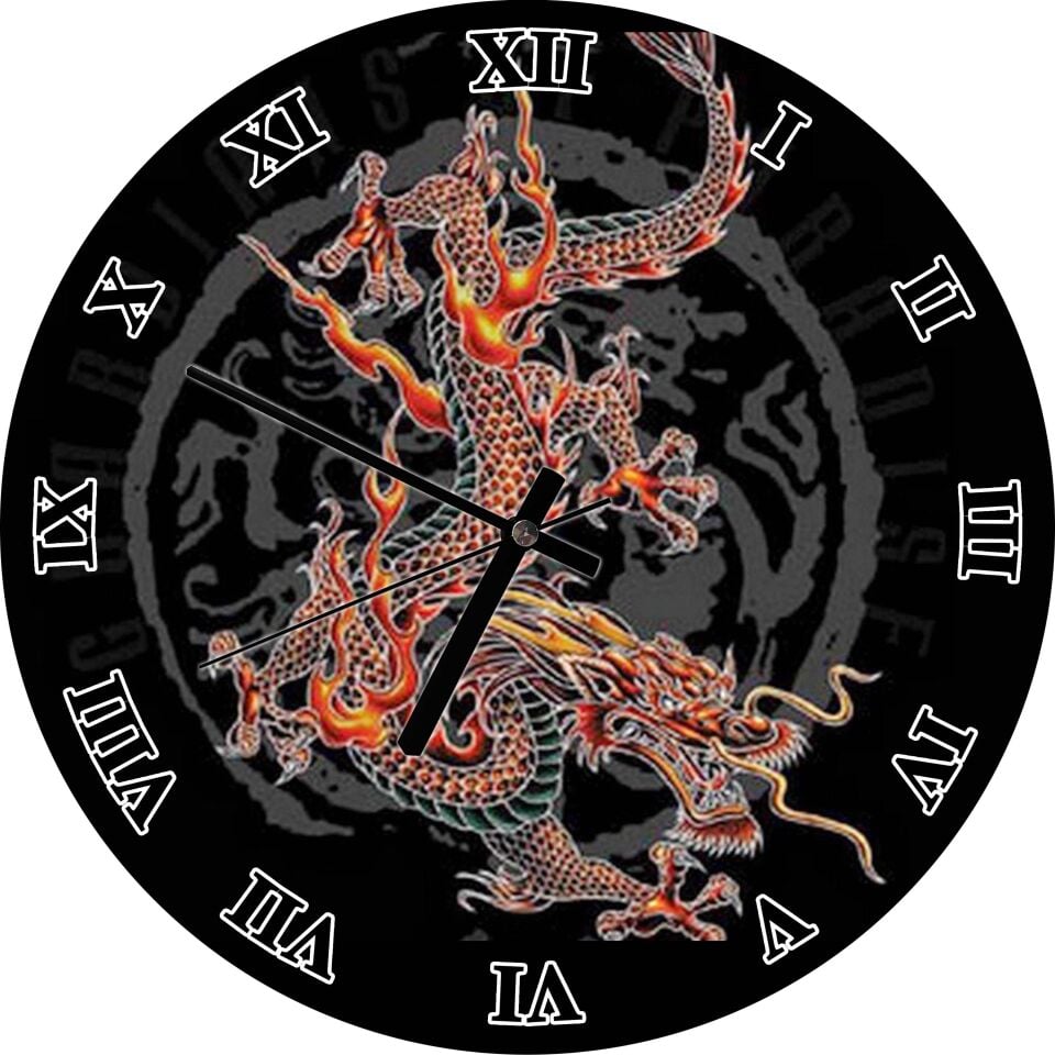 Çin Ejderhası Mdf Ahşap Duvar Saati