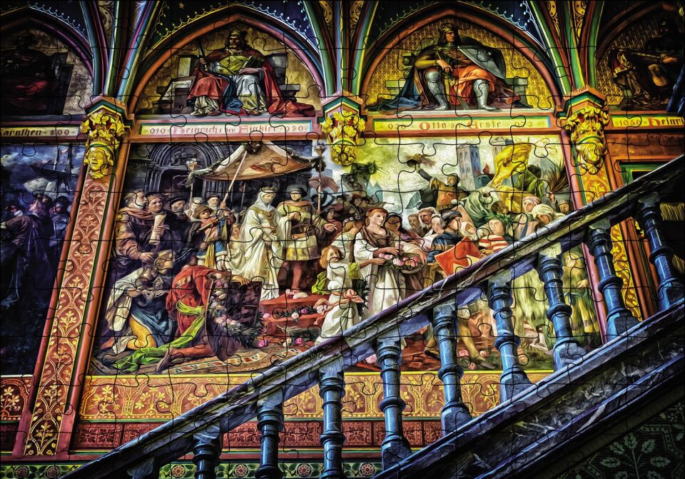 Barok Mimari Puzzle Yapboz MDF Ahşap