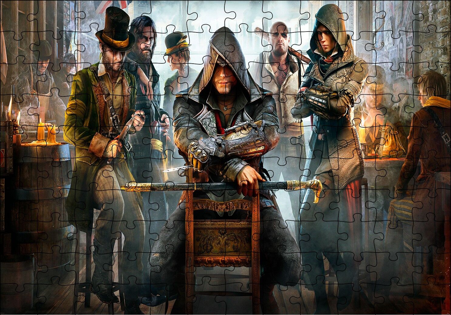 Assassins Creed Eski Meyhanede Bir Sahne Puzzle Yapboz MDF Ahşap