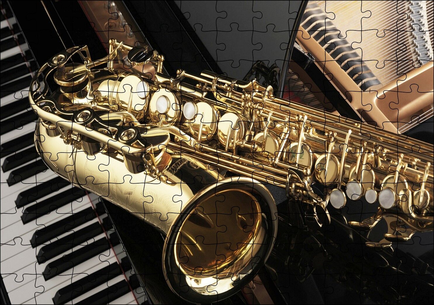 Piyano ve Saksafon Yakın Plan Puzzle Yapboz MDF Ahşap