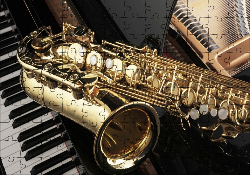 Piyano ve Saksafon Yakın Plan Puzzle Yapboz MDF Ahşap