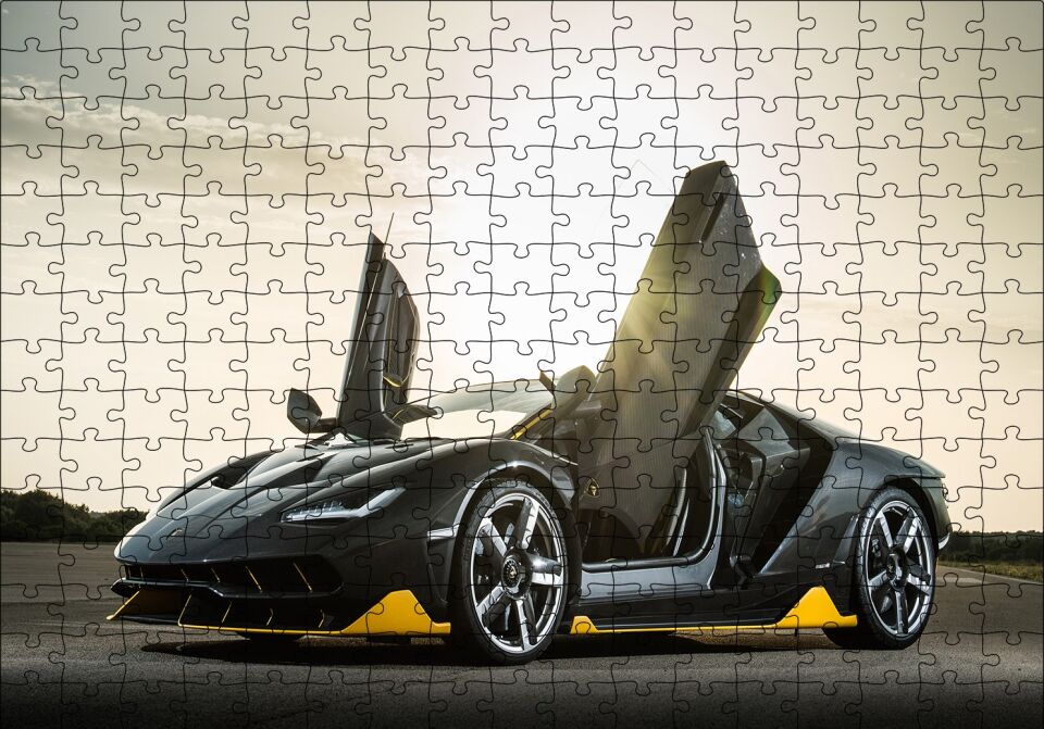 Lamborghini Centenario Kapılar Açık Puzzle Yapboz MDF Ahşap 255 Parça 34 cm X 49 cm