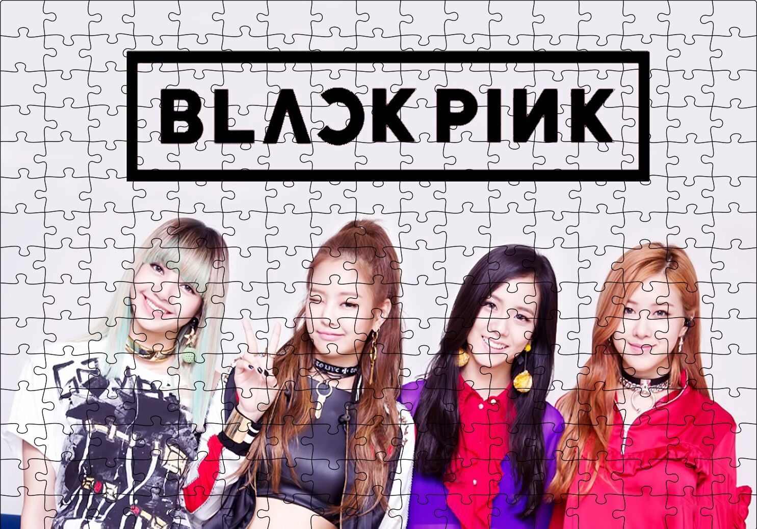 Black Pink Grup Logolu Puzzle Yapboz MDF Ahşap 255 Parça 34 cm X 49 cm