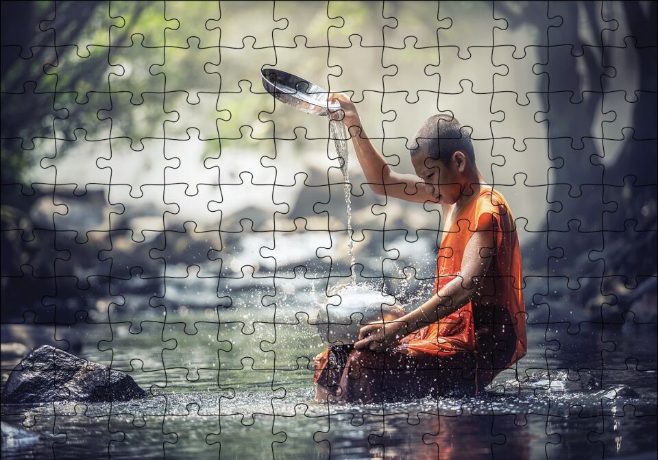 Buddhist Çocuk Puzzle Yapboz MDF Ahşap