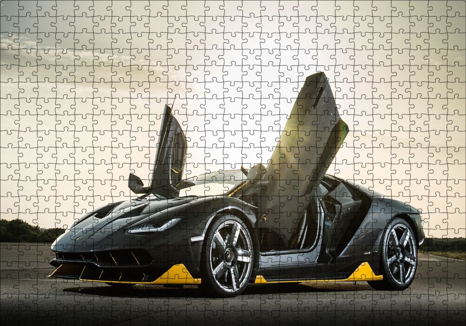 Lamborghini Centenario Kapılar Açık Puzzle Yapboz MDF Ahşap 500 Parça 49 cm X 68 cm