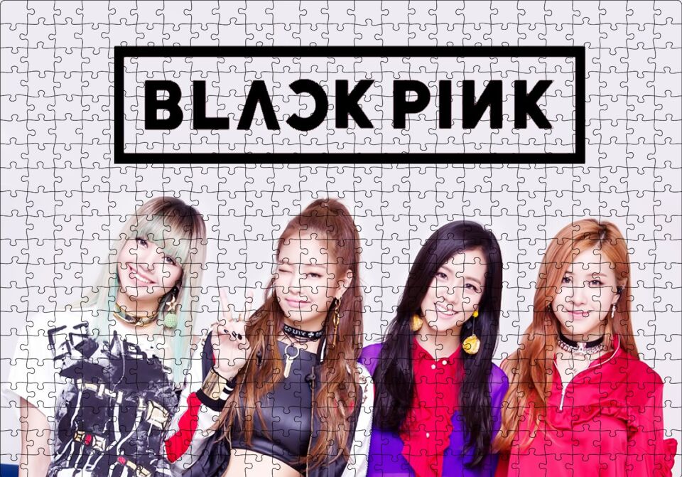 Black Pink Grup Logolu Puzzle Yapboz MDF Ahşap 500 Parça 49 cm X 68 cm