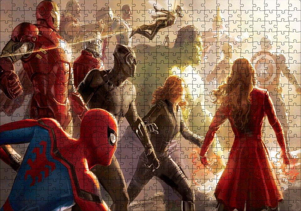 Marvel Sinematik Evreni Tüm Kahramanlar Puzzle Yapboz MDF Ahşap 500 Parça 49 cm X 68 cm