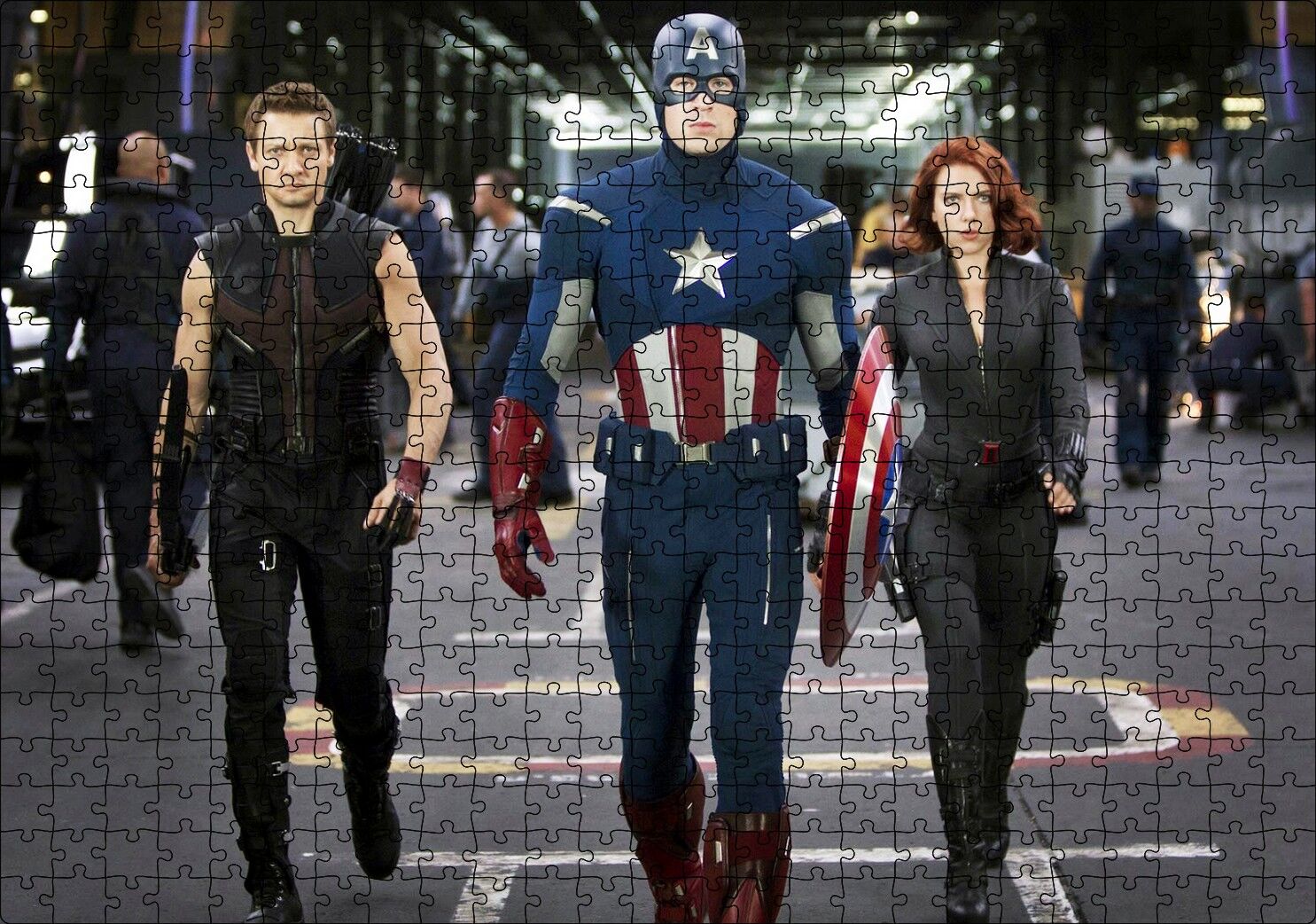 Yenilmezler Kaptan Amerika Kara Dul ve Hawkeye Puzzle Yapboz MDF Ahşap 500 Parça 49 cm X 68 cm