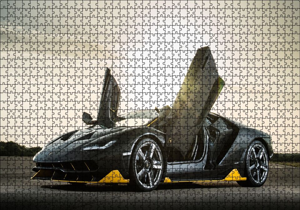 Lamborghini Centenario Kapılar Açık Puzzle Yapboz MDF Ahşap 1000 Parça 49 cm X 68 cm