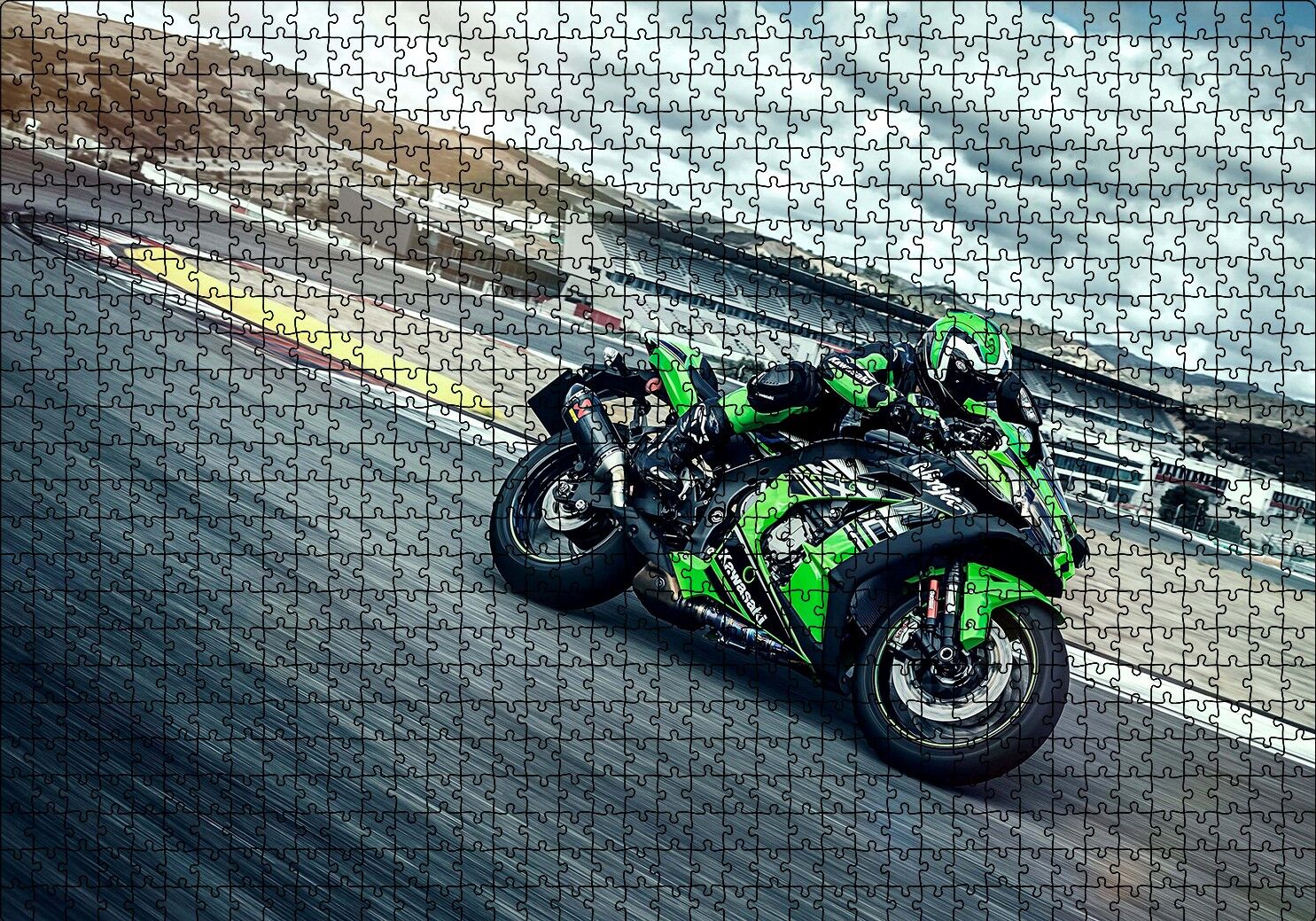 Kawasaki Ninja ZX 10 R KRT Edition Puzzle Yapboz MDF Ahşap 1000 Parça 49 cm X 68 cm