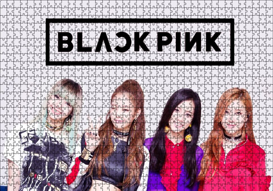 Black Pink Grup Logolu Puzzle Yapboz MDF Ahşap 1000 Parça 49 cm X 68 cm