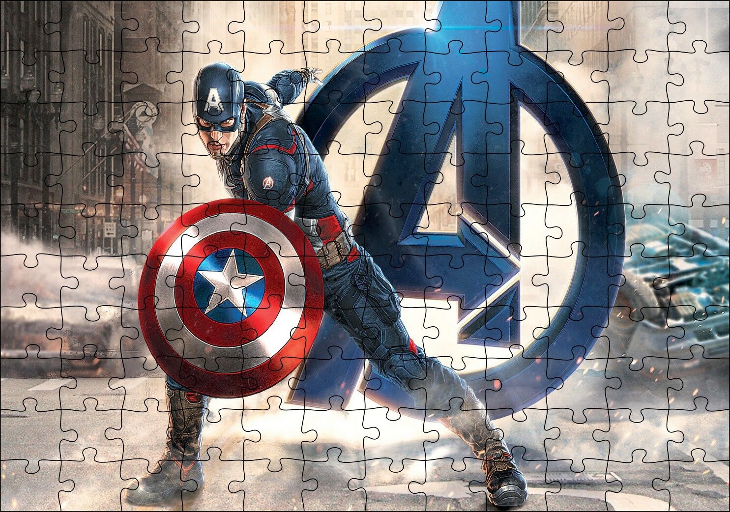 Yenilmezler Kaptan Amerika Logolu Puzzle Yapboz MDF Ahşap 120 Parça 24 cm X 34 cm