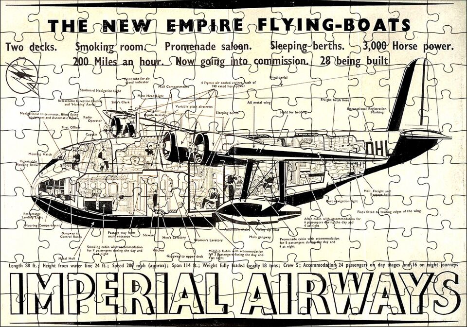 Vintage Uçak Reklamı Puzzle Yapboz MDF Ahşap