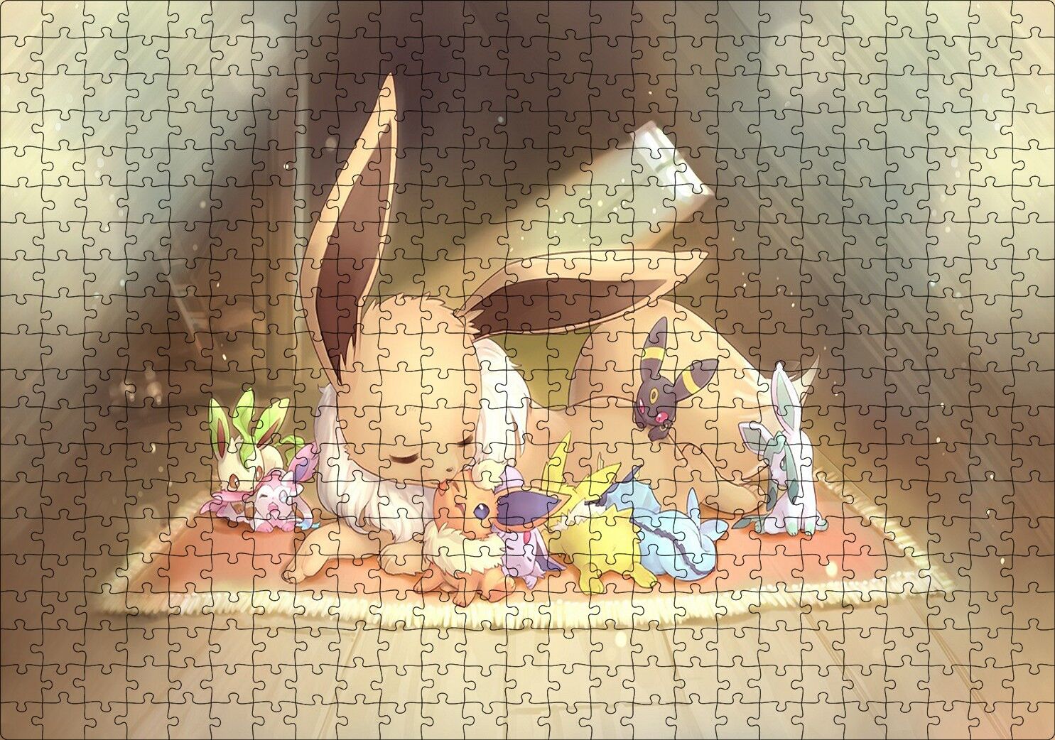 Pokemon Ailesi Rockruff Görseli Puzzle Yapboz MDF Ahşap 500 Parça 49 cm X 68 cm