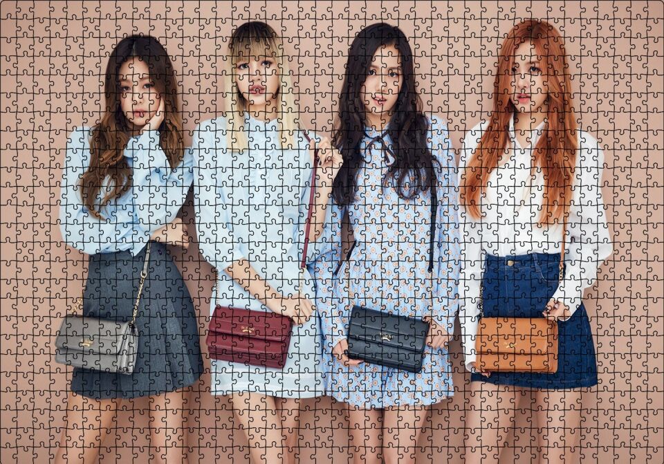 Black Pink Kore Pop Hanım Hanımcık Puzzle Yapboz MDF Ahşap 1000 Parça 49 cm X 68 cm