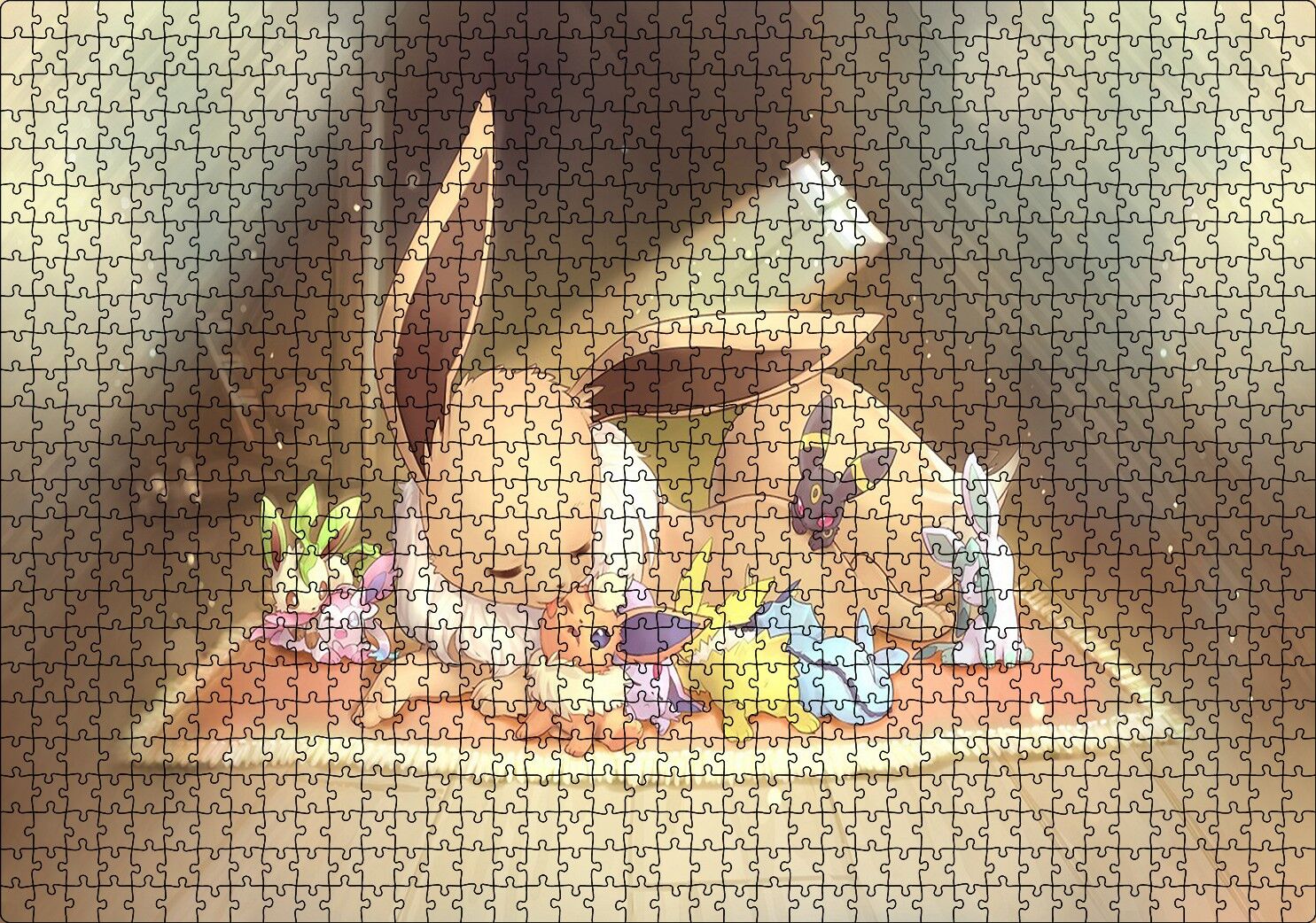 Pokemon Ailesi Rockruff Görseli Puzzle Yapboz MDF Ahşap 1000 Parça 49 cm X 68 cm