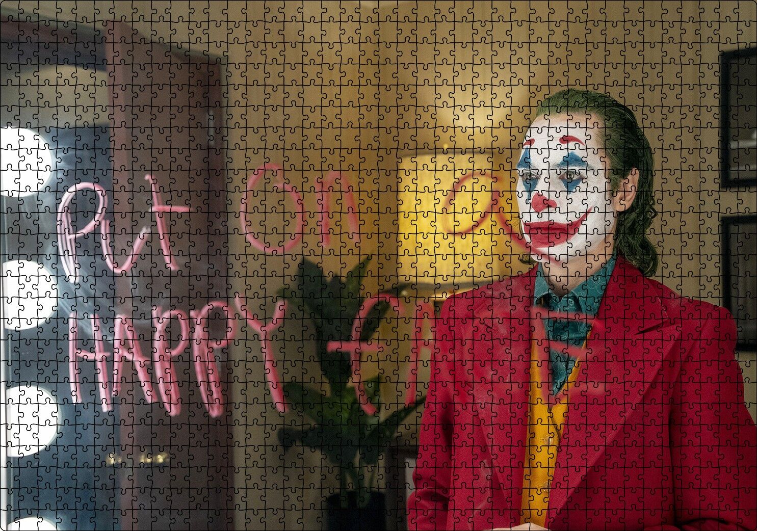 Mutlu Bir Yüz Takın Ayna Yazısı Joker Puzzle Yapboz MDF Ahşap 1000 Parça 49 cm X 68 cm
