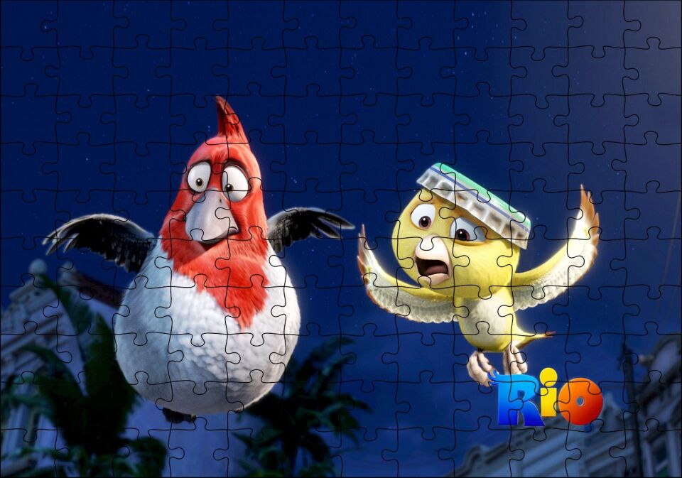 Rio Macerası Sarı ve Kırmızı Beyaz Kuşlar Puzzle Yapboz MDF Ahşap