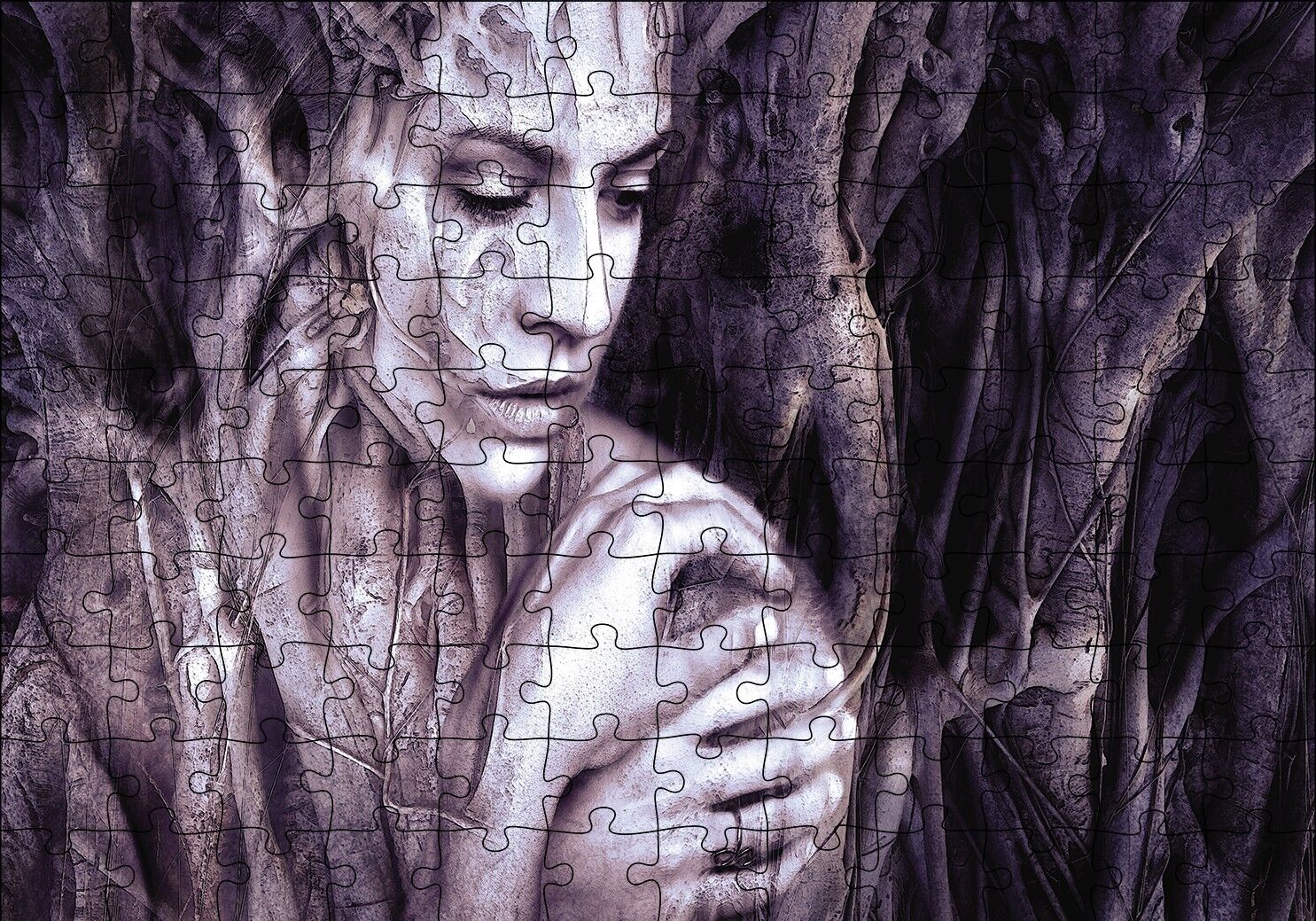 Ağaç Kökünden Kadın Figürü Puzzle Yapboz MDF Ahşap 120 Parça 24 cm X 34 cm