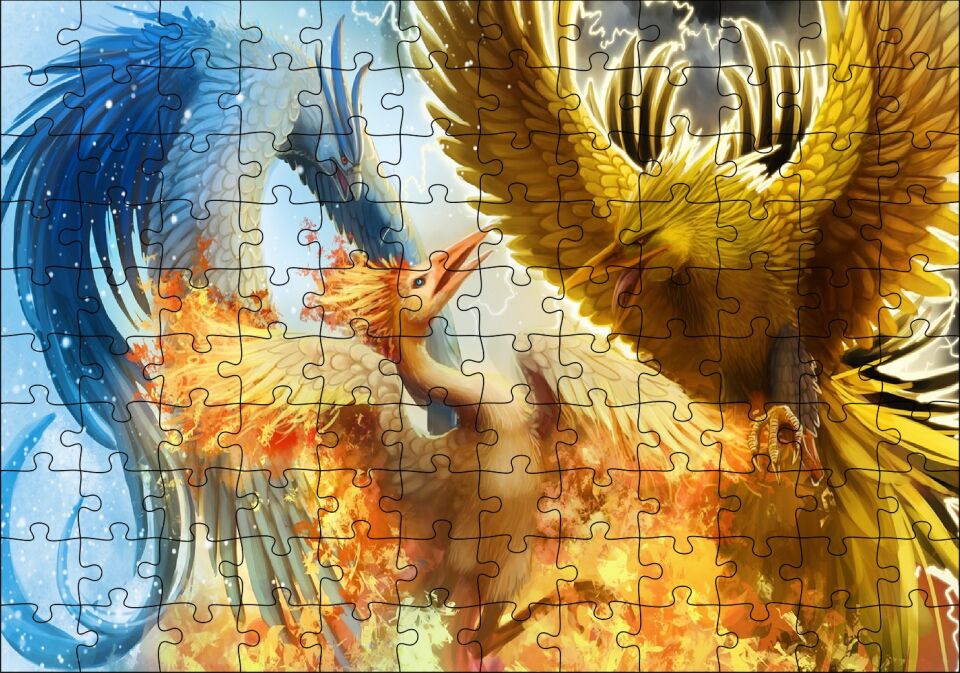 Pokemon Parlayan Efsaneler Görseli Puzzle Yapboz MDF Ahşap 120 Parça 24 cm X 34 cm