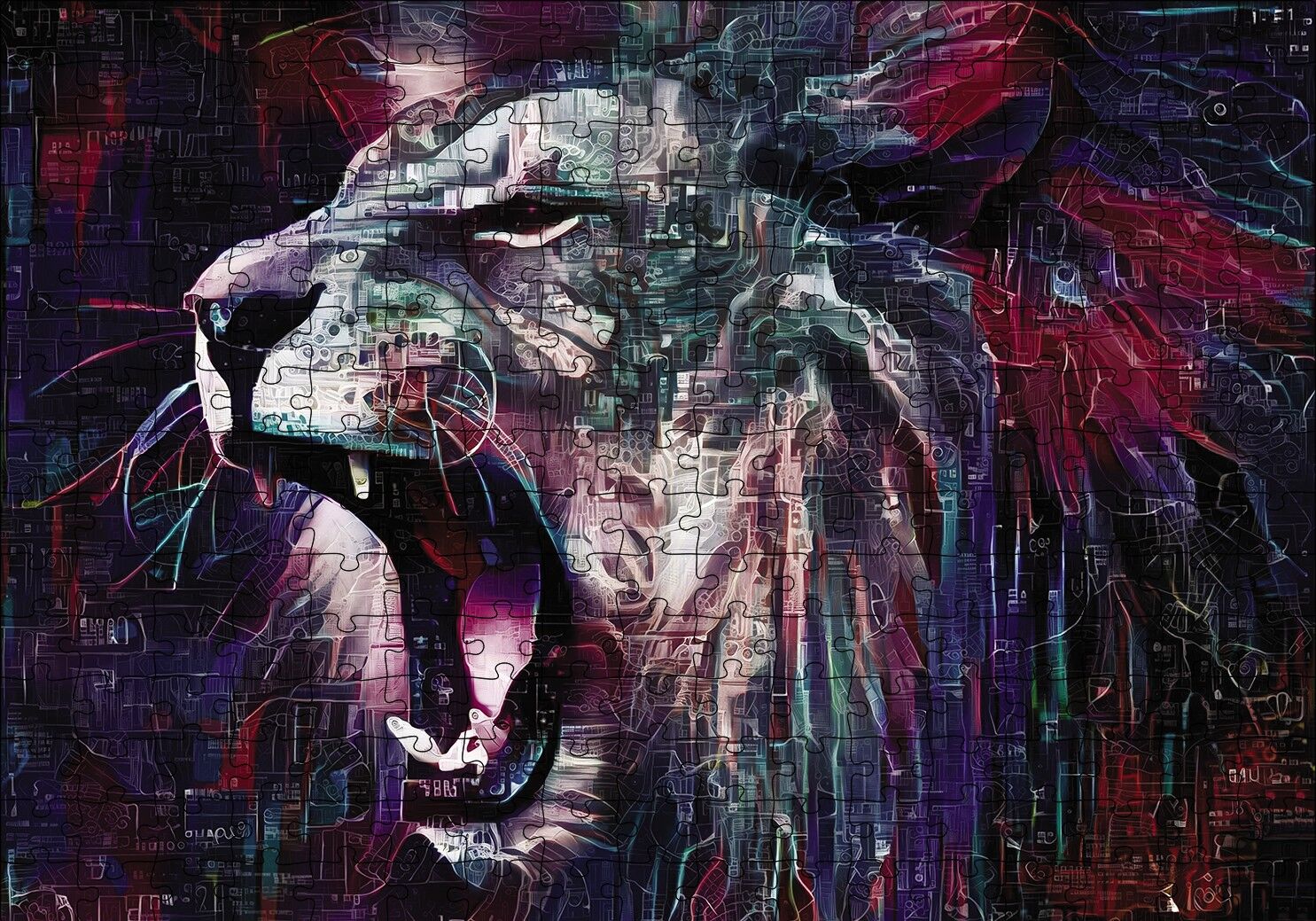 Kükreyen Aslan Puzzle Yapboz MDF Ahşap 255 Parça 34 cm X 49 cm