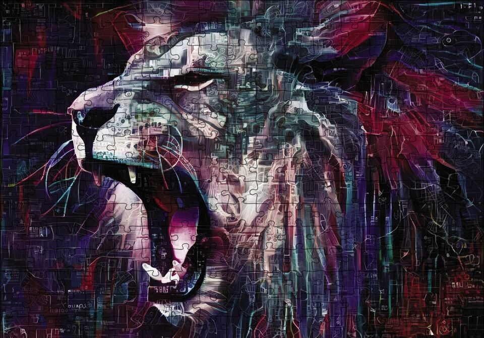 Kükreyen Aslan Puzzle Yapboz MDF Ahşap 255 Parça 34 cm X 49 cm